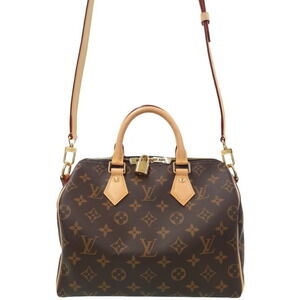 Louis Vuitton 2way Leather Monogram Speedy Bandouliere Bag Brown